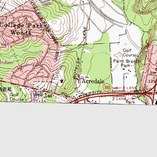 Topographic Map of Acredale, MD