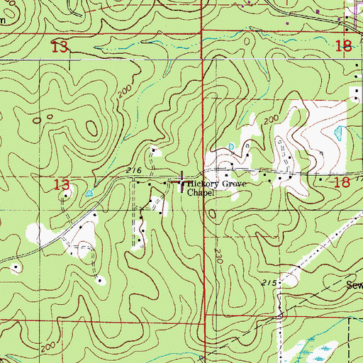 Topographic Map of Hickory Grove Chapel, AR
