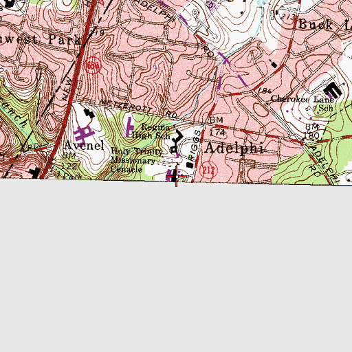 Topographic Map of Adelphi Elementary School, MD
