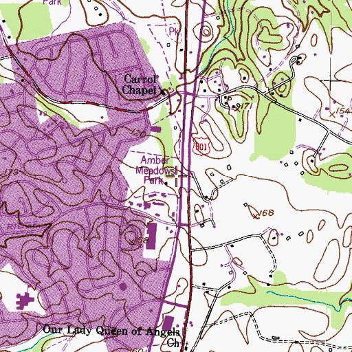 Topographic Map of Amber Meadows Park, MD