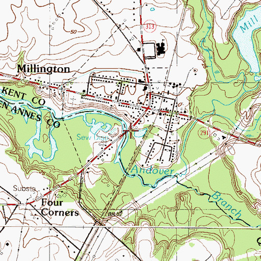 Topographic Map of Andover Branch, MD