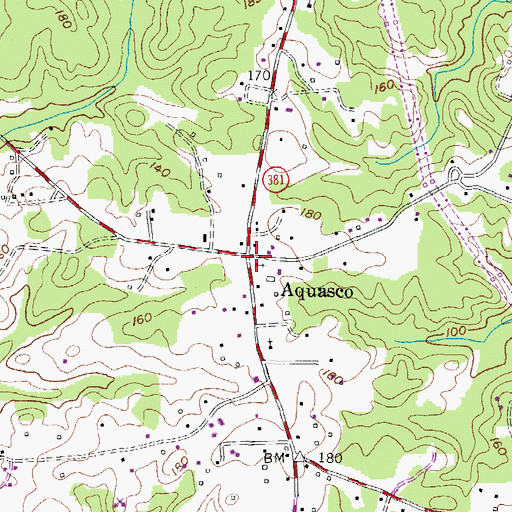 Topographic Map of Aquasco, MD