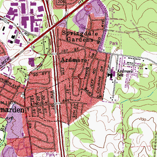 Topographic Map of Ardmore, MD