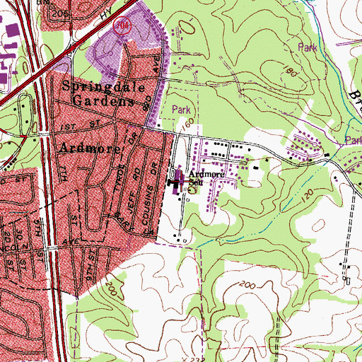 Topographic Map of Ardmore Elementary School, MD