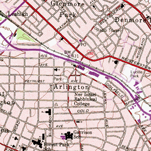 Topographic Map of Arlington, MD