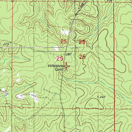 Topographic Map of Hillsboro Cemetery, AR