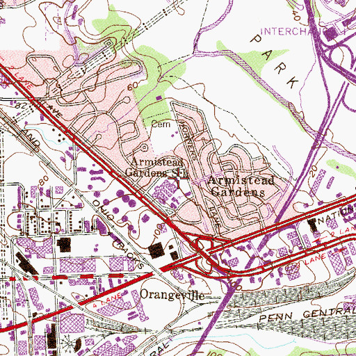Topographic Map of Armistead Gardens Elementary / Middle School, MD