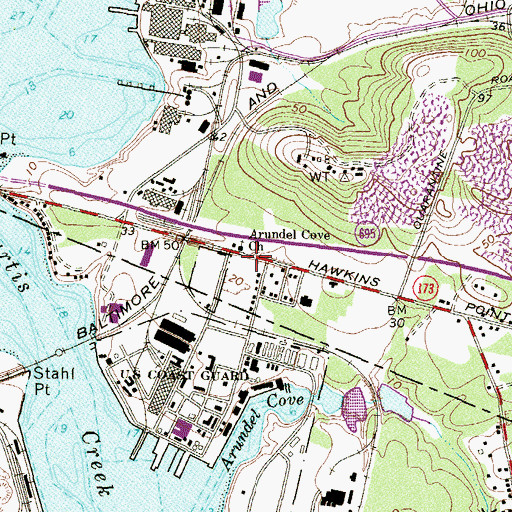 Topographic Map of Arundel Cove Methodist Church, MD