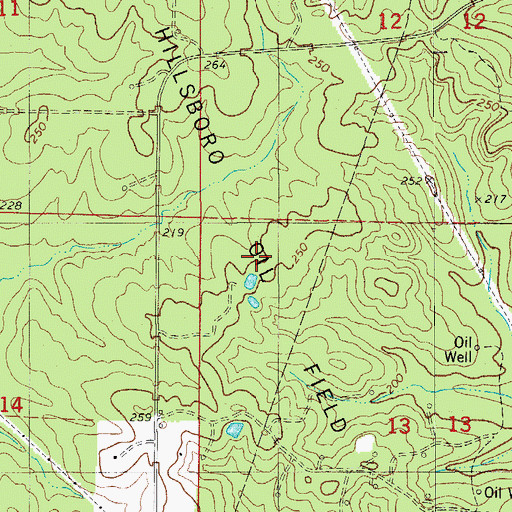 Topographic Map of Hillsboro Oil Field, AR