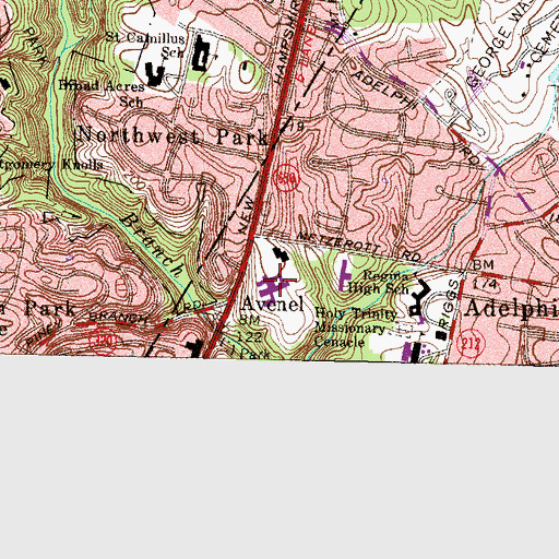 Topographic Map of Avenel, MD