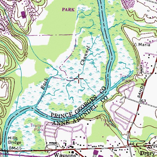 Topographic Map of Back Channel, MD