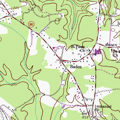 Topographic Map of Baden, MD