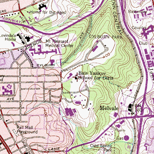 Topographic Map of Bais Yaakov School for Girls, MD