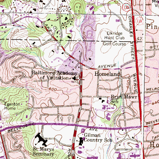 Topographic Map of Baltimore Academy of Visitation, MD