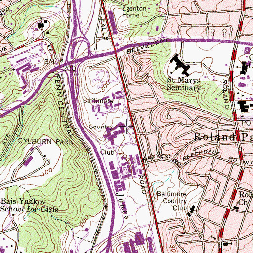 Topographic Map of Baltimore Country Club, MD