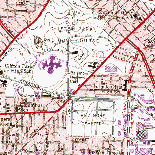 Topographic Map of Baltimore Hebrew Cemetery, MD