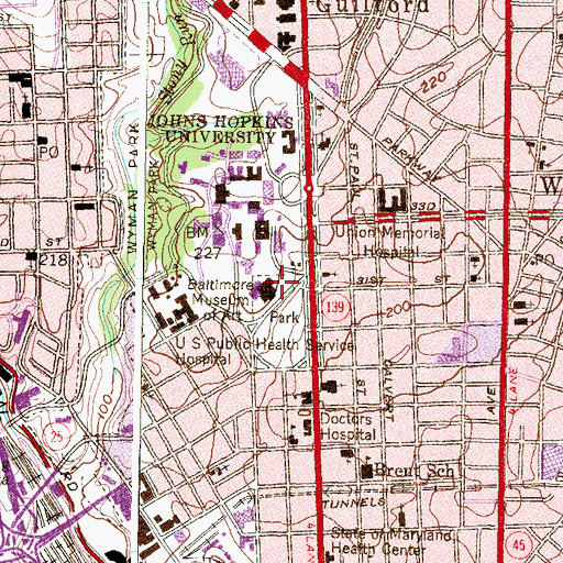 Topographic Map of Baltimore Museum of Art, MD