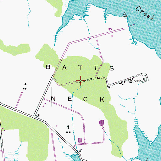 Topographic Map of Batts Neck, MD