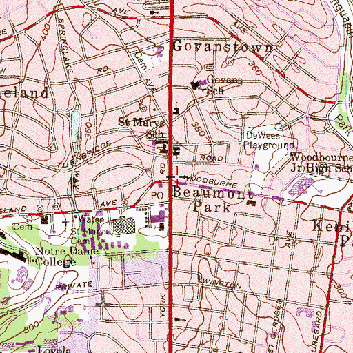 Topographic Map of Beaumont Park, MD