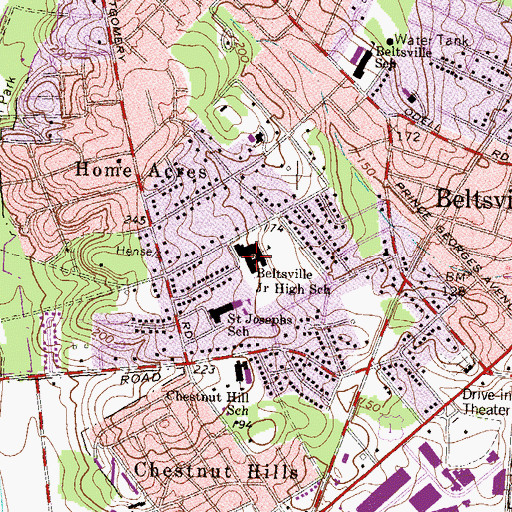 Topographic Map of Beltsville Academy, MD