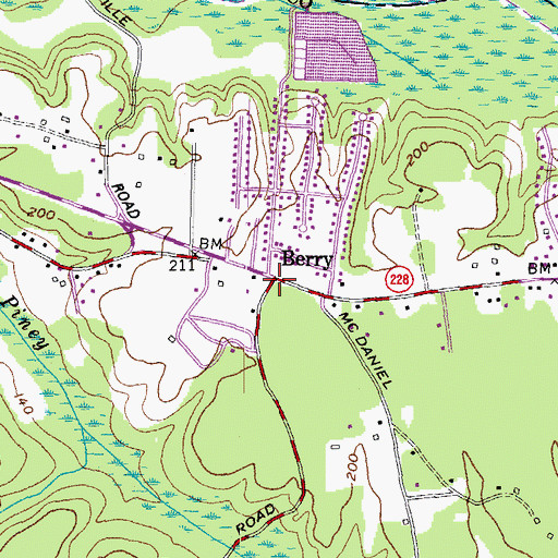 Topographic Map of Berry, MD