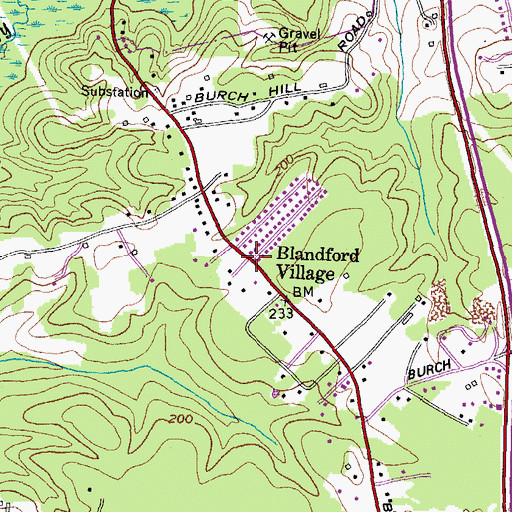 Topographic Map of Blandford Village, MD
