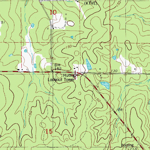 Topographic Map of Huttig Lookout Tower, AR