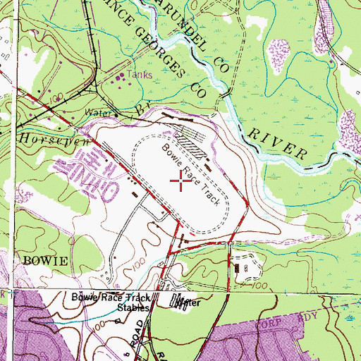 Topographic Map of Bowie Race Track, MD