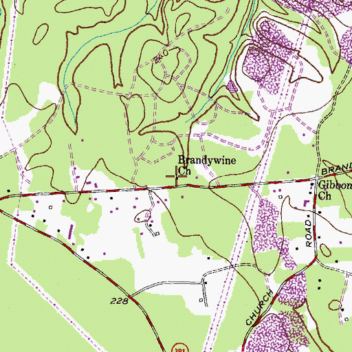 Topographic Map of Brandywine Church, MD