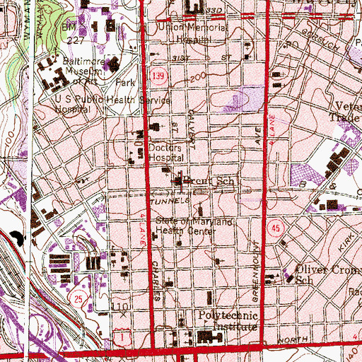 Topographic Map of Margaret Brent Elementary / Middle School, MD