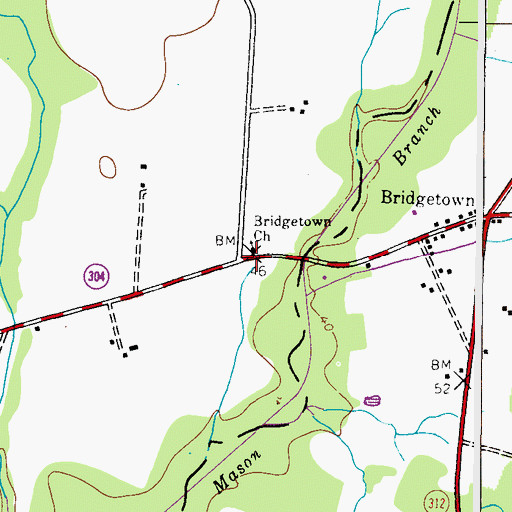Topographic Map of Bridgetown Church, MD