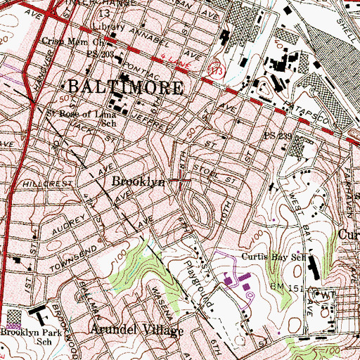 Topographic Map of Brooklyn, MD
