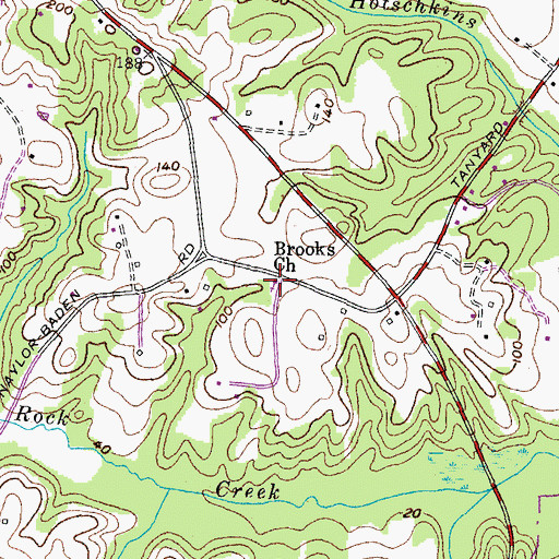 Topographic Map of Brooks Church, MD