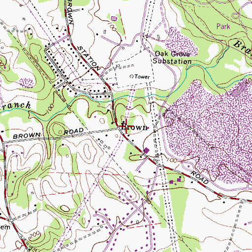 Topographic Map of Brown, MD