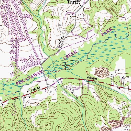 Topographic Map of Burch Branch, MD