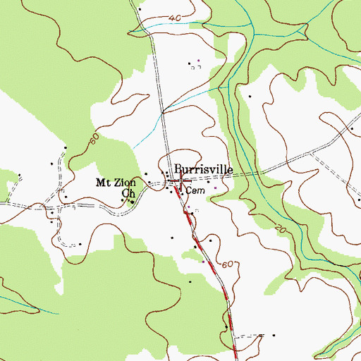 Topographic Map of Burrisville, MD