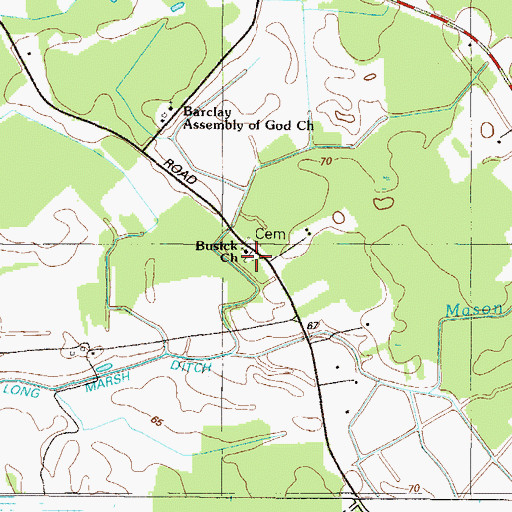 Topographic Map of Busicks Church, MD