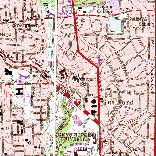 Topographic Map of Calvert School, MD