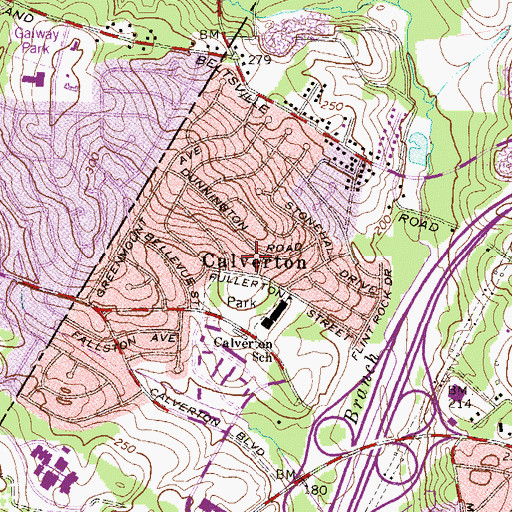 Topographic Map of Calverton, MD