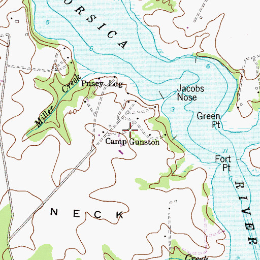 Topographic Map of Camp Gunston, MD
