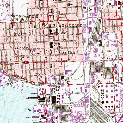 Topographic Map of Canton, MD