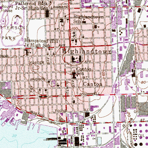 Topographic Map of Canton Middle School, MD