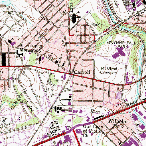 Topographic Map of Carroll, MD