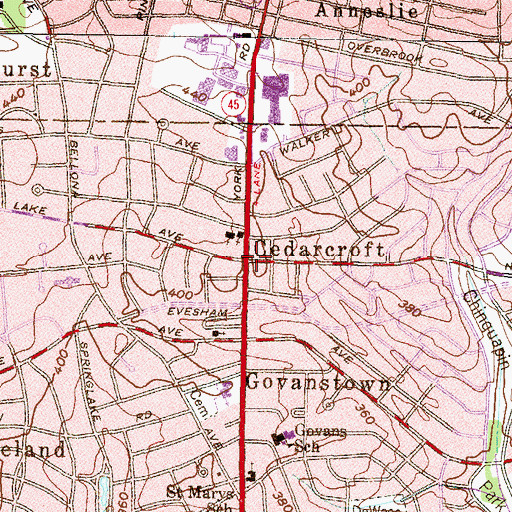 Topographic Map of Cedarcroft, MD