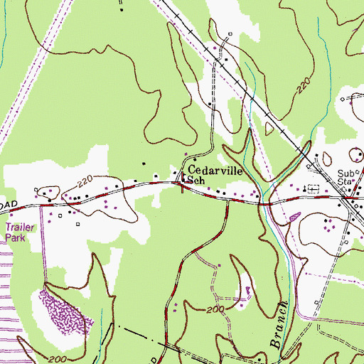 Topographic Map of Cedarville School, MD