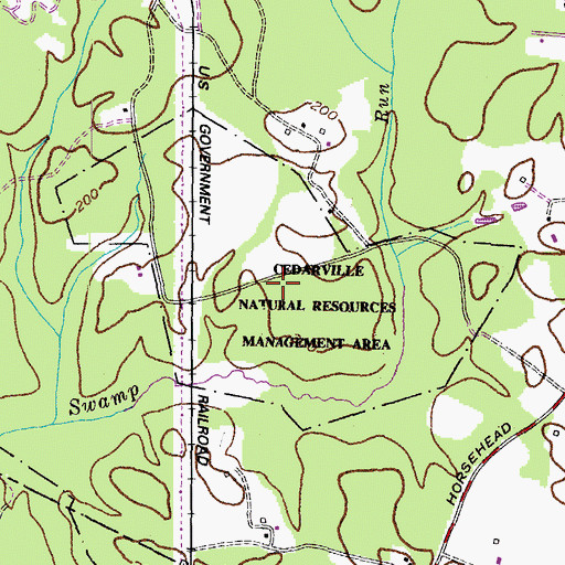 Topographic Map of Cedarville State Forest, MD