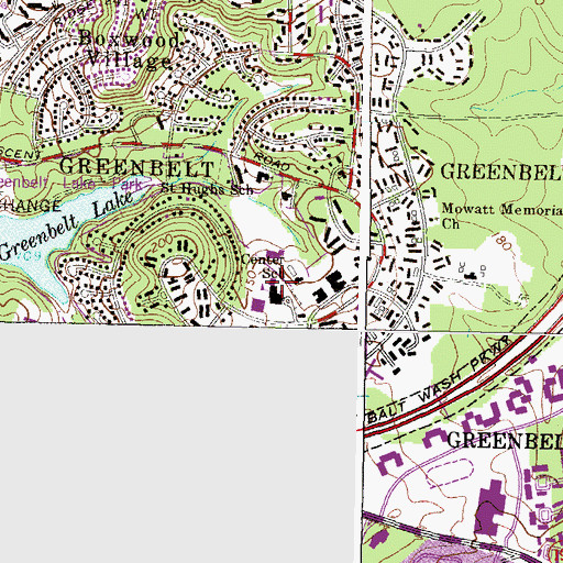 Topographic Map of Center School, MD