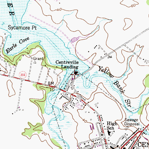 Topographic Map of Centreville Landing, MD