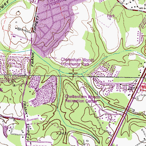Topographic Map of Cheltenham Woods Community Park, MD