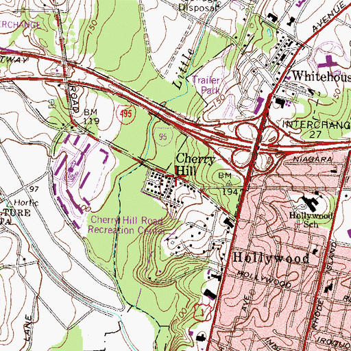 Topographic Map of Cherry Hill, MD